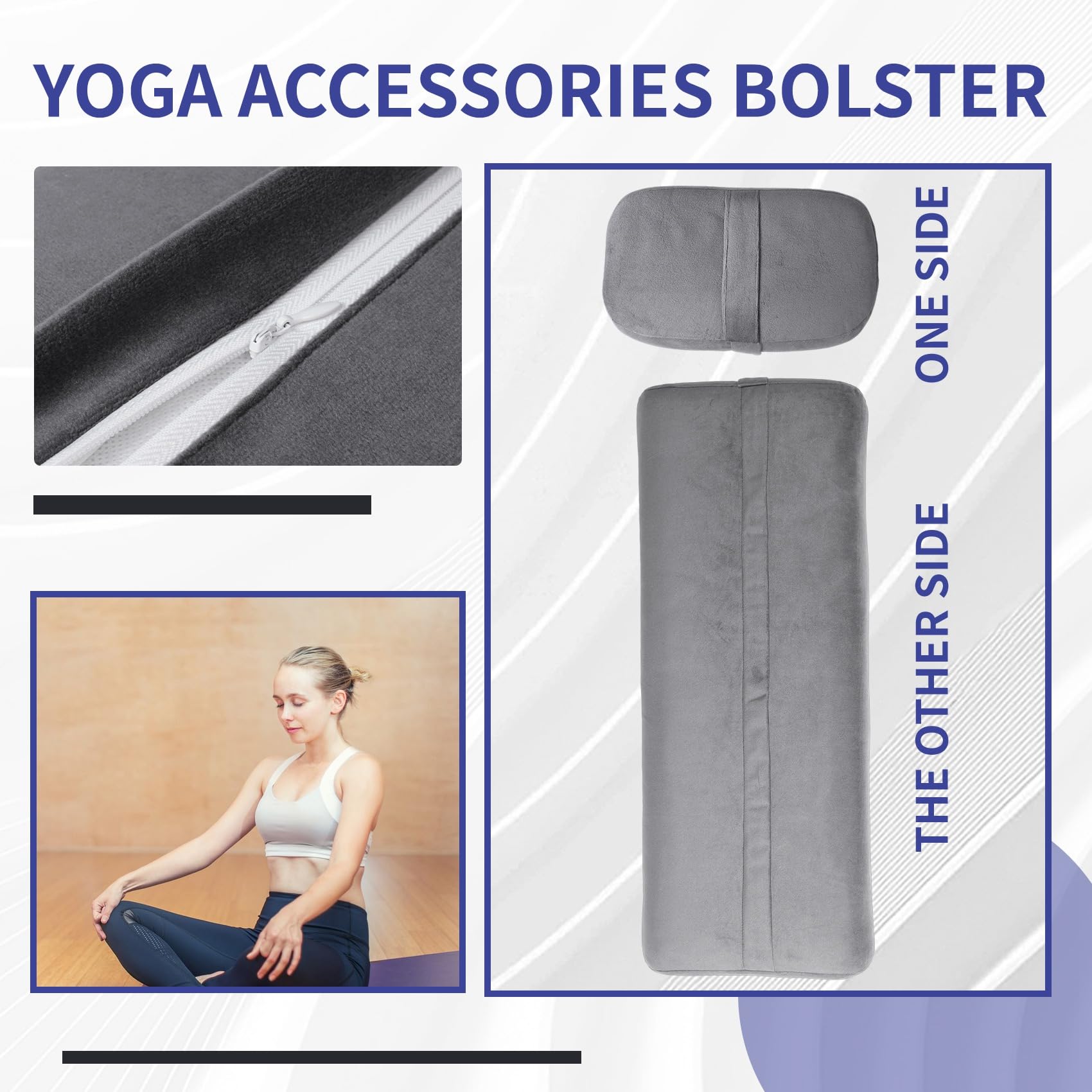 Yoga Bolster Kissen für Meditation und UnterstüTzung-Rechteckiges Yoga Kissen Yoga ZubehöR Aus der Maschine Waschbar