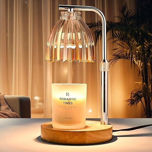 Tigvio Lámpara eléctrica calentadora de velas con temporizador y atenuador, diseño moderno de vidrio para velas perfumadas de cera y frasco, regalo
