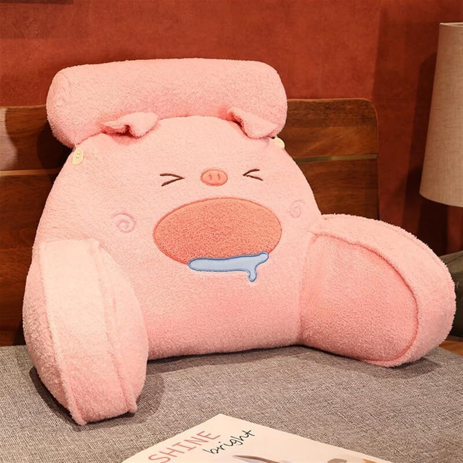 Uoxhfdh Pink Back Support Cushion Rest Office Cartoon Animal Pillows Plush And Pp Cotton Cushions(,75X50cm)