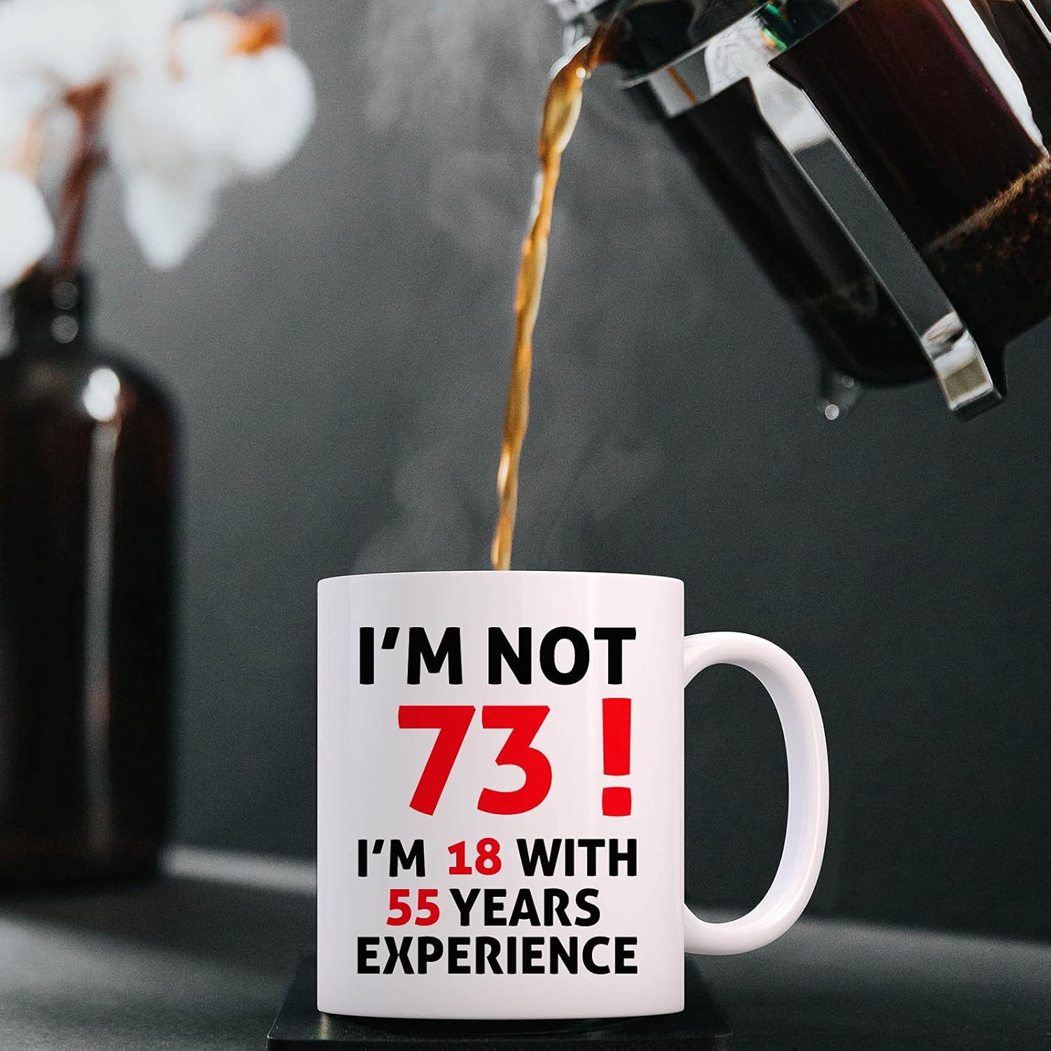 73rd Birthday Gifts for Women Men, Funny 73 Year Old Birthday Gift Coffee Mug, 1951 73rd Birthday Mugs for Women Men, Dad, Mom, Brother, Grandpa, Grandma, 11 oz Tea Cup I'M NOT 73 - Image 6