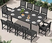 Vista 10 de SERWALL Juego de comedor para exteriores de 9 piezas, mesa de comedor expandible de 60 a 83 pulgadas y 8 sillas de polietileno de alta densidad