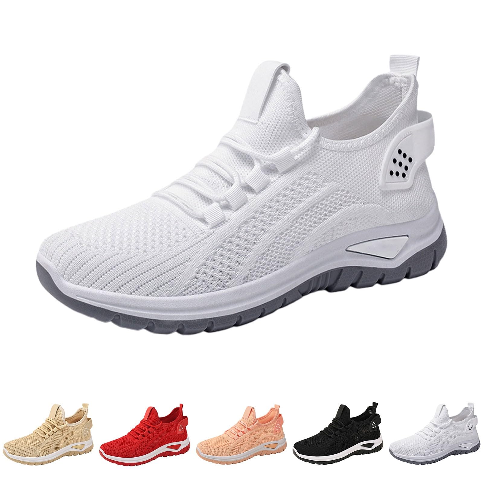 HOOUDO Zapatillas Caminar Mujer,Zapatillas Casual Mujer Deportivas Sin Cordones Malla Transpirable Slip-on Non Slip Ligero Zapatos para Pasear Caminar Correr Andar