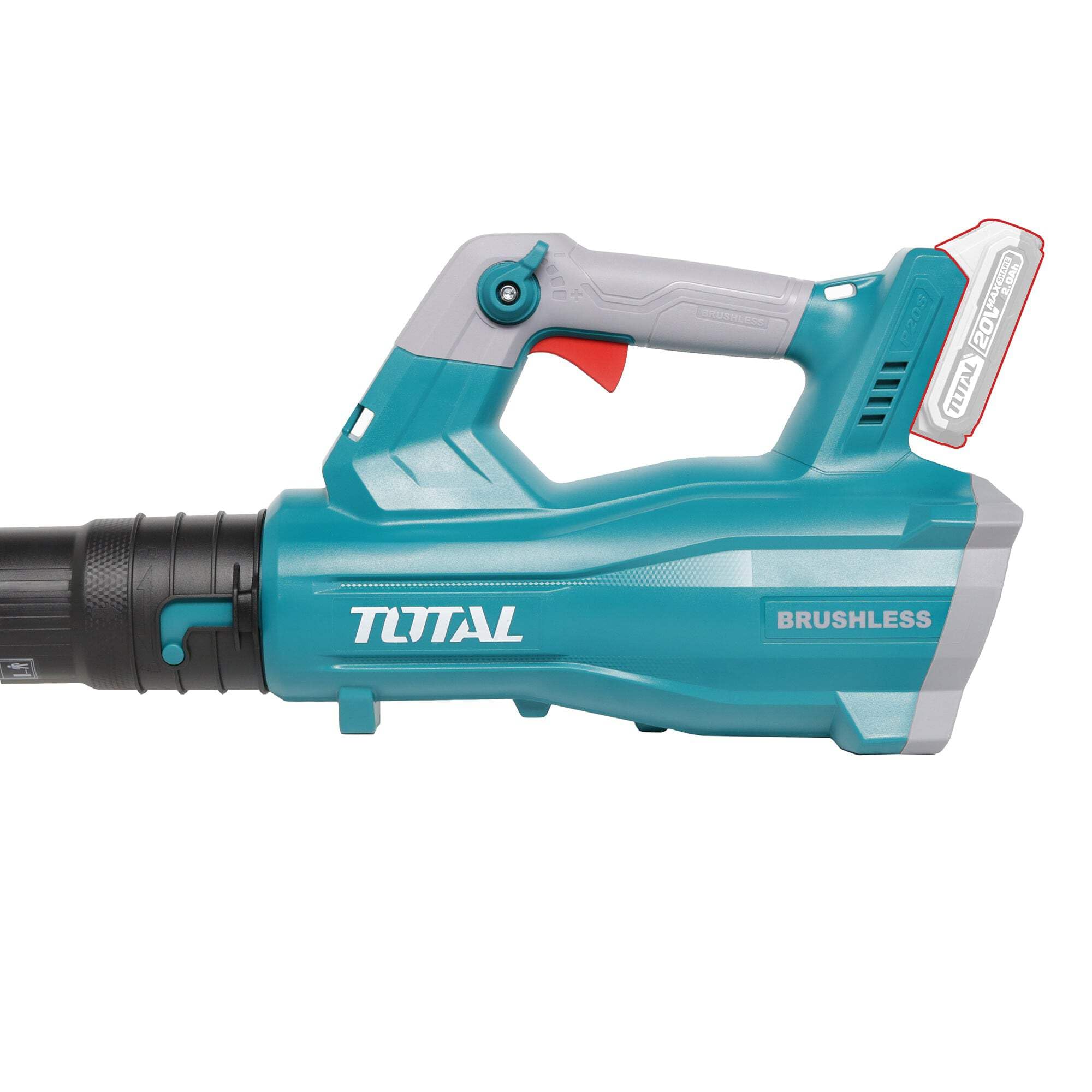 TOTAL - Soplador de Hojas Eléctrico - A Batería P20S de 20 V - Velocidad Máxima de 42 m/s - Herramienta para Jardinería - Portátil - Motor Brushless - No Incluye baterías ni Cargador.