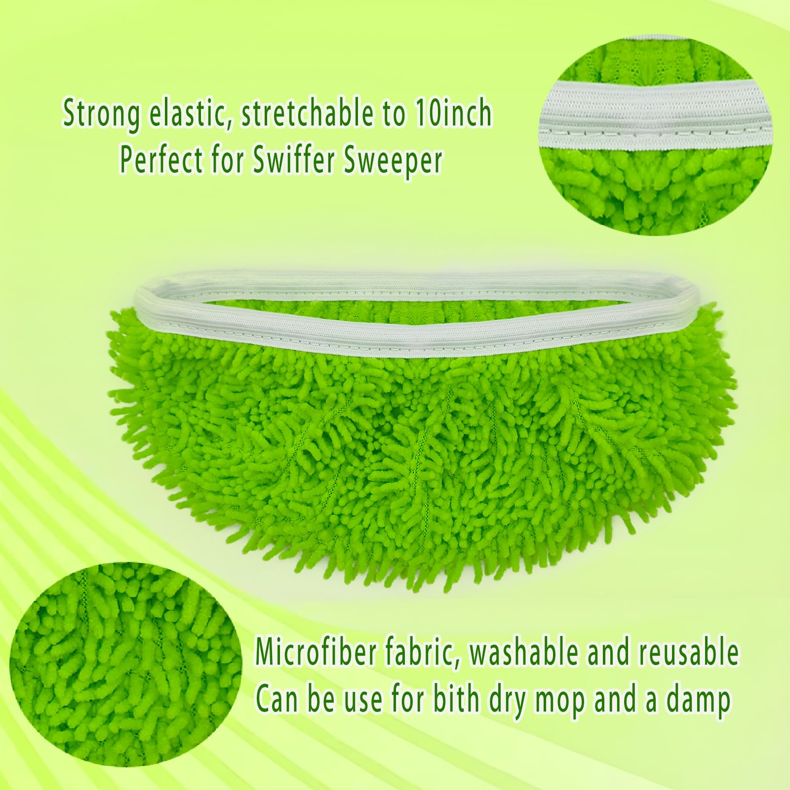 Podkładki do mopa z mikrofibry wielokrotnego użytku, nadające się do prania, kompatybilne z wkładami Swiffer Sweeper, suche ściereczki do zamiatania, zamiennik głowicy mopa, do czyszczenia w