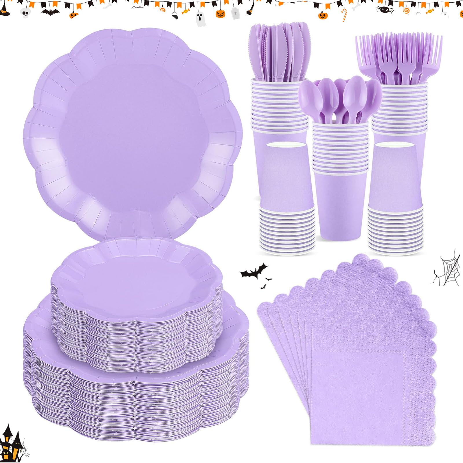 White Party Plates & Napkins - Serves 25 Guests -17