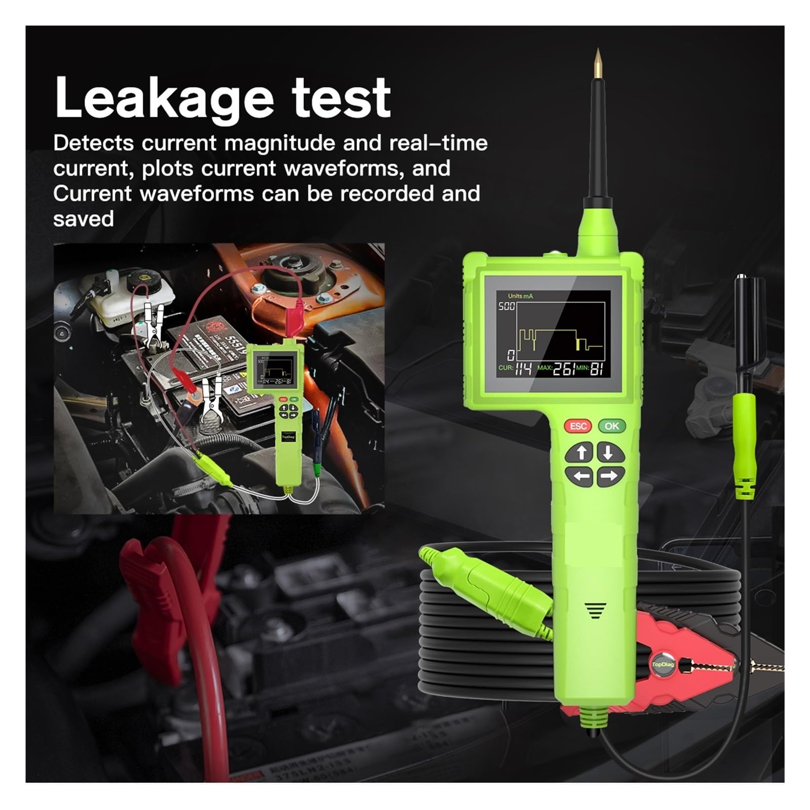 Testeur de Circuit Automobile P200 Pro 12V/24V : kit de sondes for Circuit d'alimentation, testeur de Tension, de résistance et de Relais, Outil de Diagnostic
