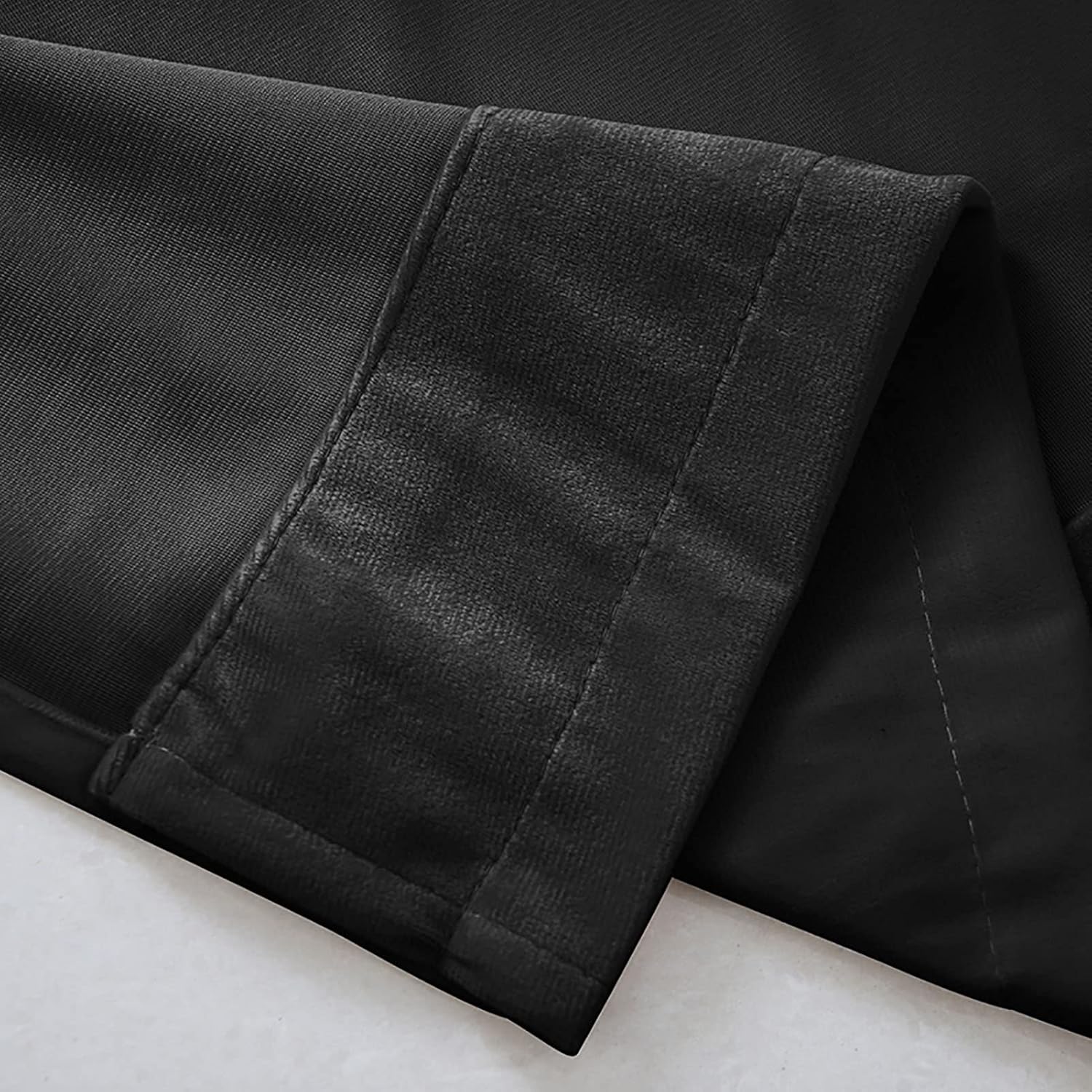 BOYOUTH Solid Color Blackout Flannel Curtains, Rod Pocket Short Window Valance Curtains Drapes for Kitchen,Bedroom,Living Room,Bathroom,Black,29x24-Inches,2 Panels