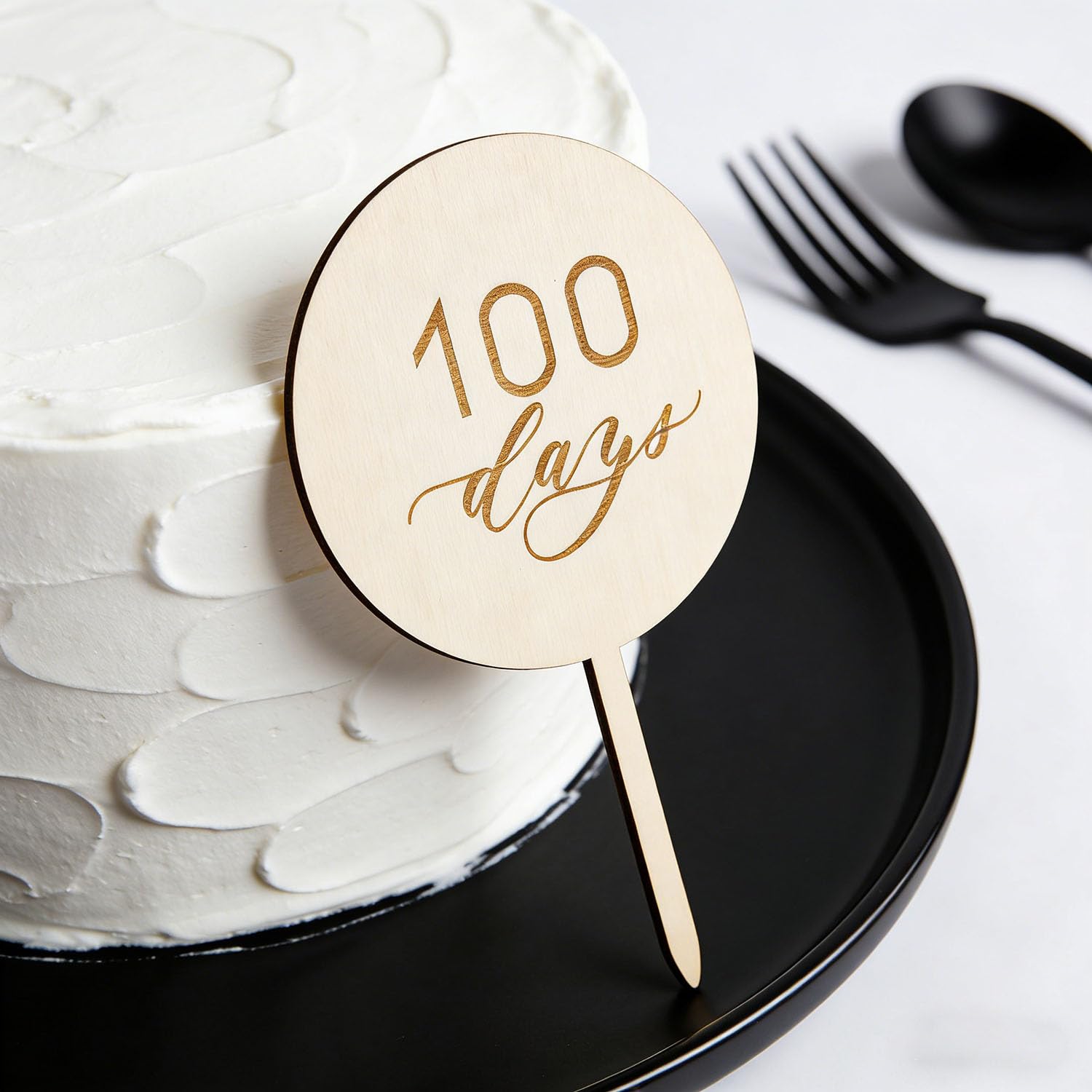 Photo 1 of 100 Days Cake Topper,Wooden Happy 100 Days Birthday Cake Decor for Wedding Anniversary Baby Shower Party Decorations Supplies
