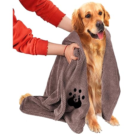 NLUJGYAV Dog Towel Super Absorbent Large Microfiber Embroidered Fast Dry Soft Dog Drying Towels for Large Medium Small Dogs and Cats Pet Swimming Beach Bath Towels