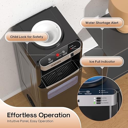 Miniatura 5 de ICEPURE Dispensador de agua 3 en 1 con máquina de hielo, dispensador de enfriador de agua para botella de 5 galones, máquina de hielo integrada con
