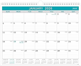 Lemome 2019 Calendar - Monthly Wall Calendar 2019 with Julian Date, Thick Paper Perfect for Organizing & Planning, 2019 Yearly Planner + Yearly Overview, 11.5 x 15 Inches, Wire-Bound -