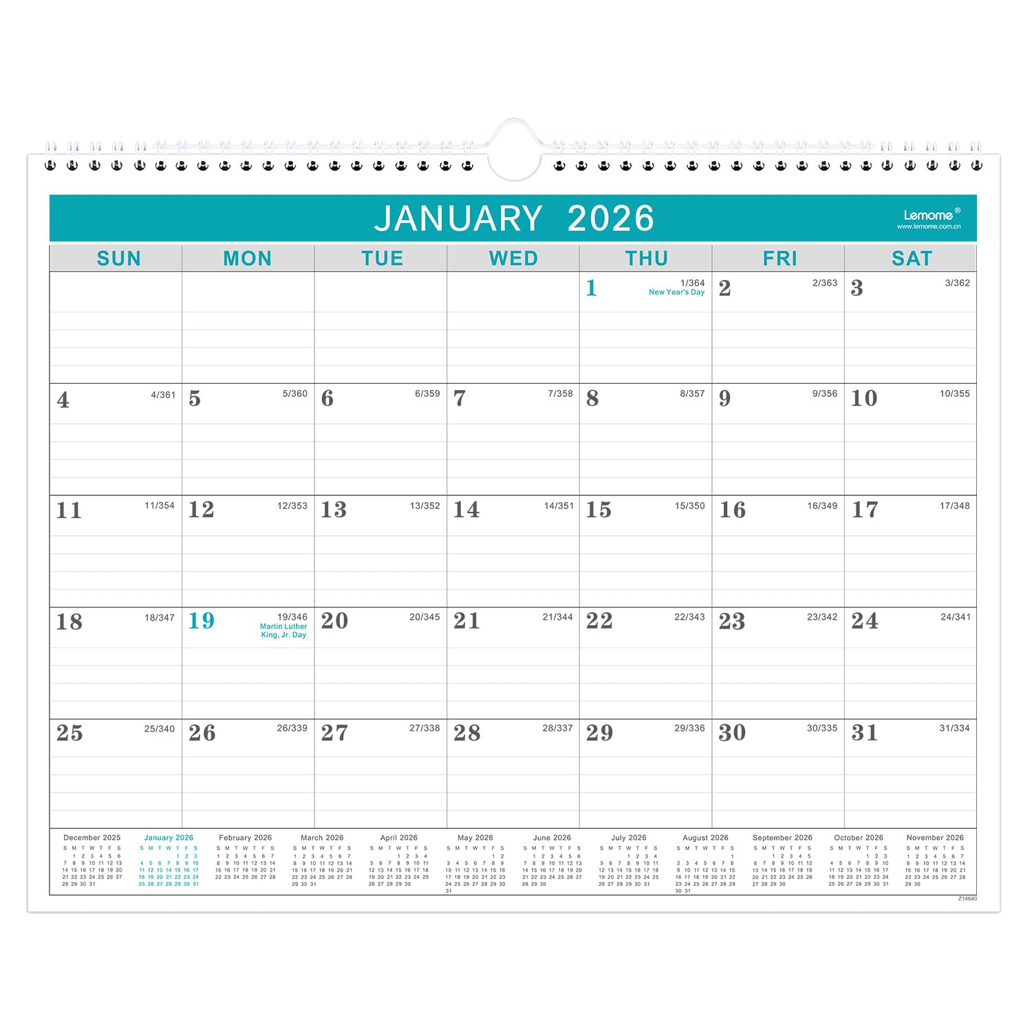 2020 Calendar - 12 Monthly Wall Calendar with Julian Date, Thick Paper Perfect for Organizing & Planning, January 2020 - December 2020, 15 x 11.5 Inches, Wire-Bound