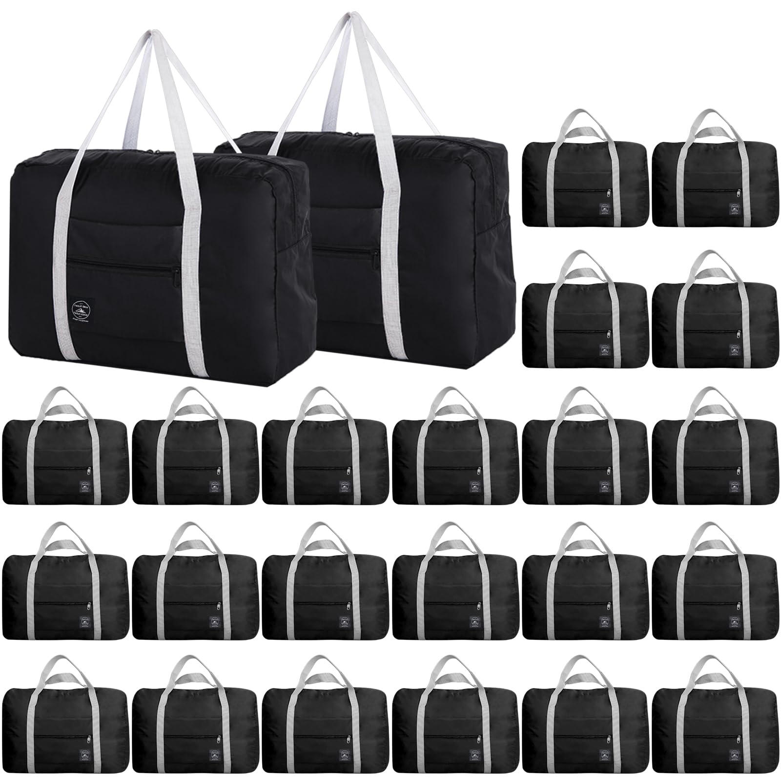 Travel Bag Carry on Luggage Foldable Duffel Bag Sports Gym Bag Weekender Overnight Bag Water Resistant Nylon Travel Duffel for Men Women (Black 24PCS)