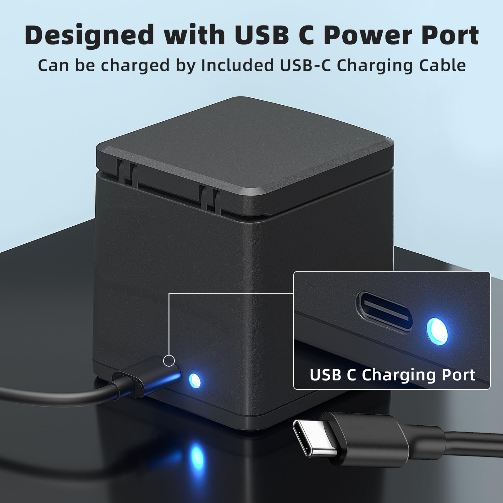 Paquete de 2 baterías de 2100 mAh compatibles con cámara GoPro Hero 13 negra con estación de carga de batería de 3 ranuras (cargador y 1 batería)