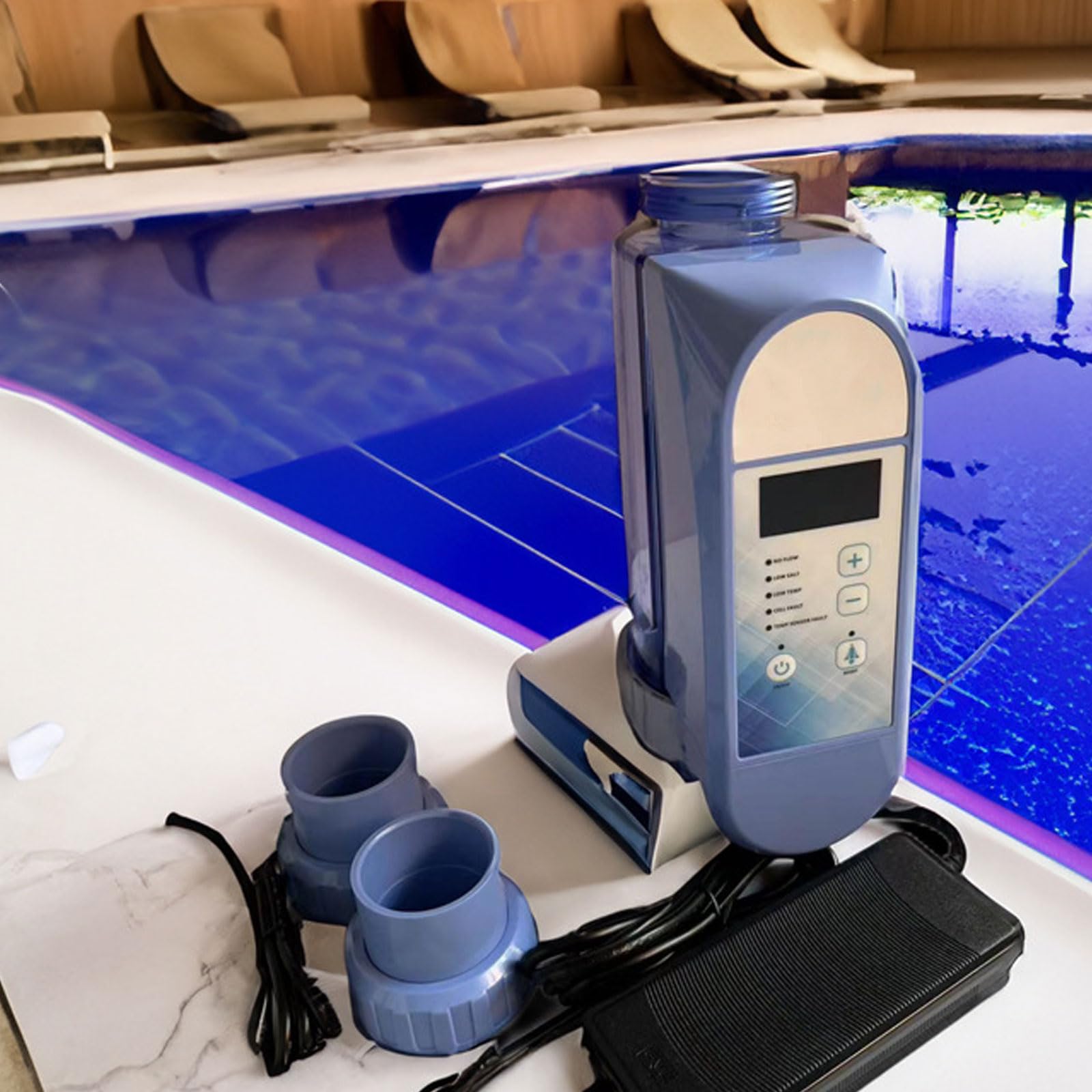 Generador de cloro salado para piscinas de hasta 22.000 galones, salida de 4-20 g/h, panel digital inteligente, función de autolimpieza automática, ideal para sistemas de spa de agua salada