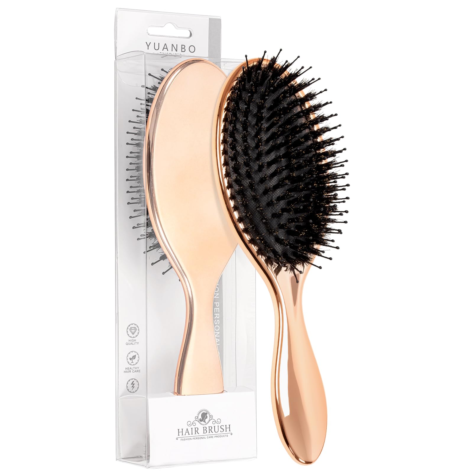 Gelapa Boar Bristle Hair Brush with Nylon Pins – Large Cushion Detangling Slick Back Brush for Smooth, Shiny Hair, Scalp Massage & Anti-Frizz Styling, Lightweight Hairbrush Gift for Women & Men