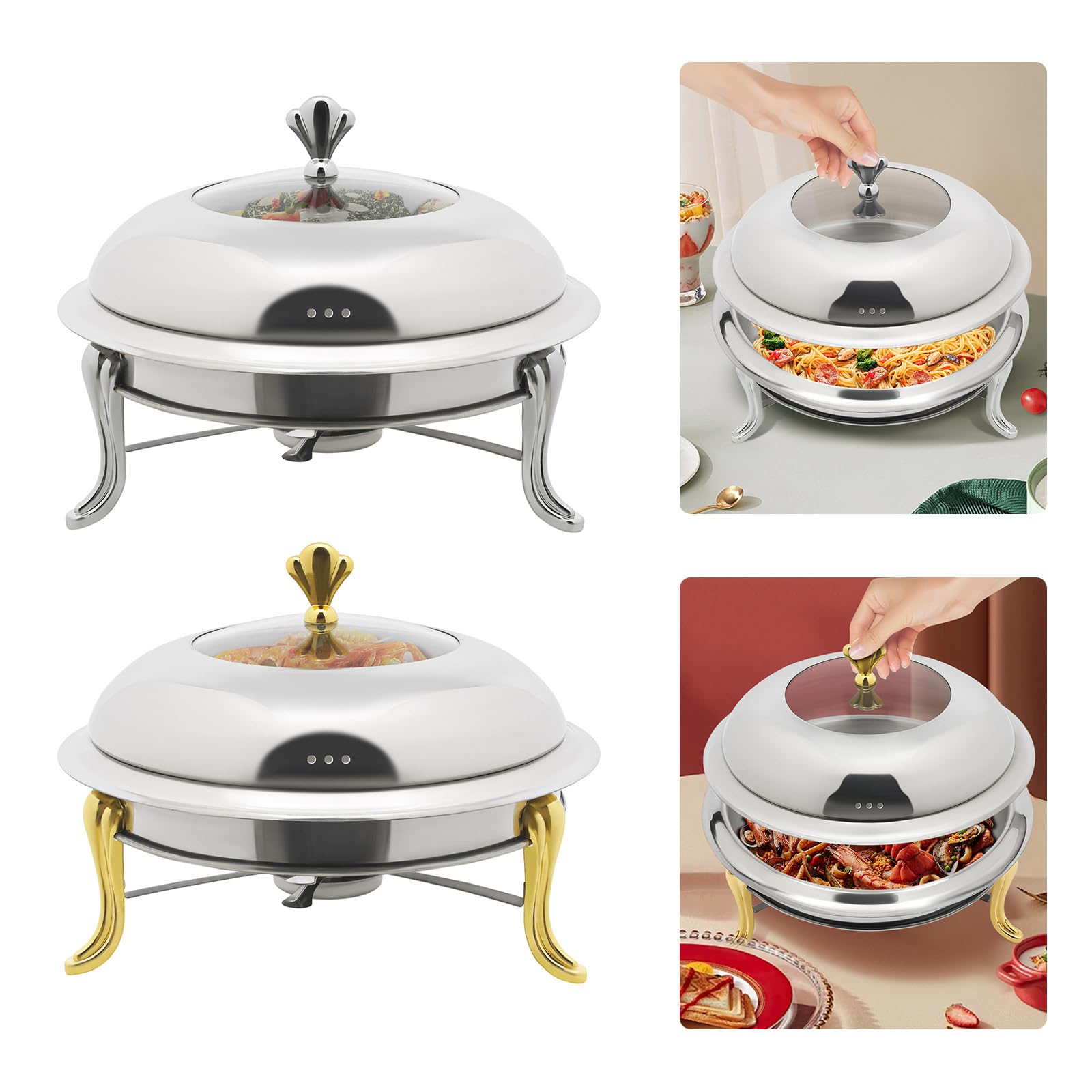 Scaldapiatti con Coperchi in Acciaio Inox Riscaldamento Sala da Pranzo Arrosto Piatto-Riscaldato Professionale Tenuta Calda Reepiente Piatto Calore Buffet Chafing Dish Piastra Riscaldanti