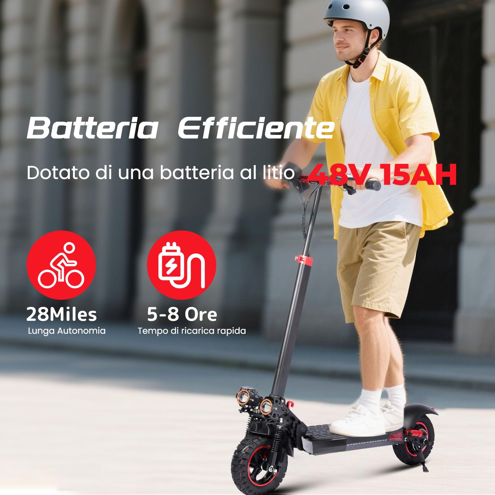 Monopattino Elettrico Adulto,45-55KM 48V 15/18Ah, 10,5/11 pollici Fuoristrada Monopattino Elettrico Adulti Pieghevole,Doppio Ammortizzatore e Freni a Disco Anteriori e Posteriori,Carico 150kg