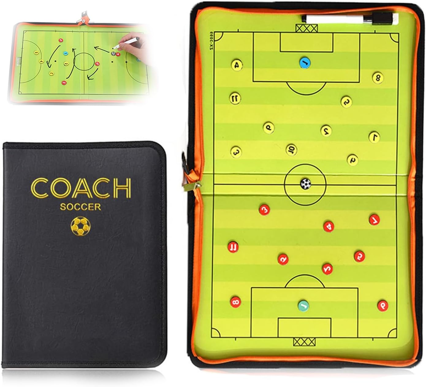 - Soccer Coaching Board Soccer Coaches Clipboard Tactical Magnetic Board Kit,Portable Strategy Coaches Board with Dry Erase, Marker Pen and Zipper Bag,Football Coaching Board