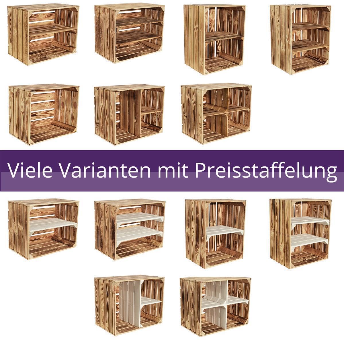 2 Set Geflammte Obstkisten - Lange Ablage 50x40x30cm Holzkisten Weinkisten