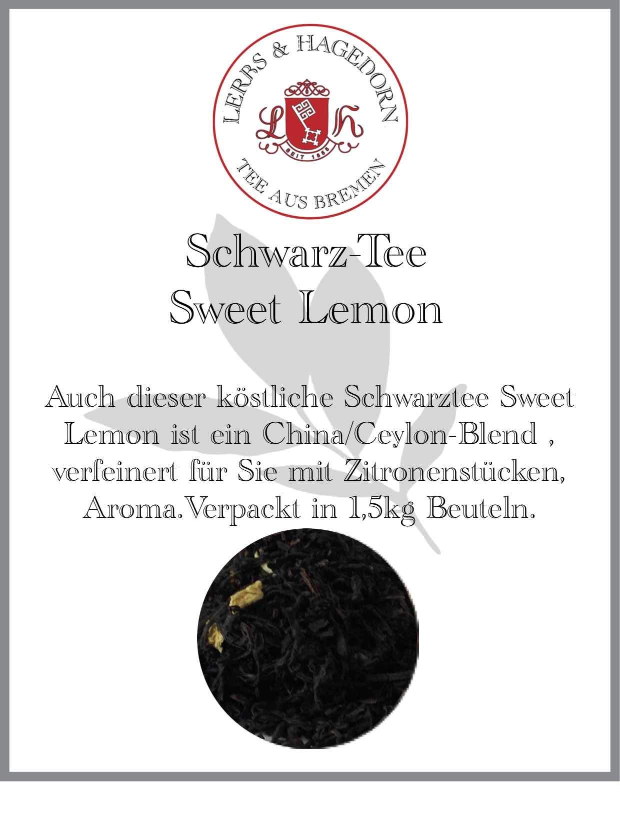 Lerbs & Hagedorn, Schwarz Tee Sweet Lemon| Angenehm Schöner Zitrusgeschmack 1.5kg (ca. 122 Liter) Ceylon Tee mit Zitronenstücken