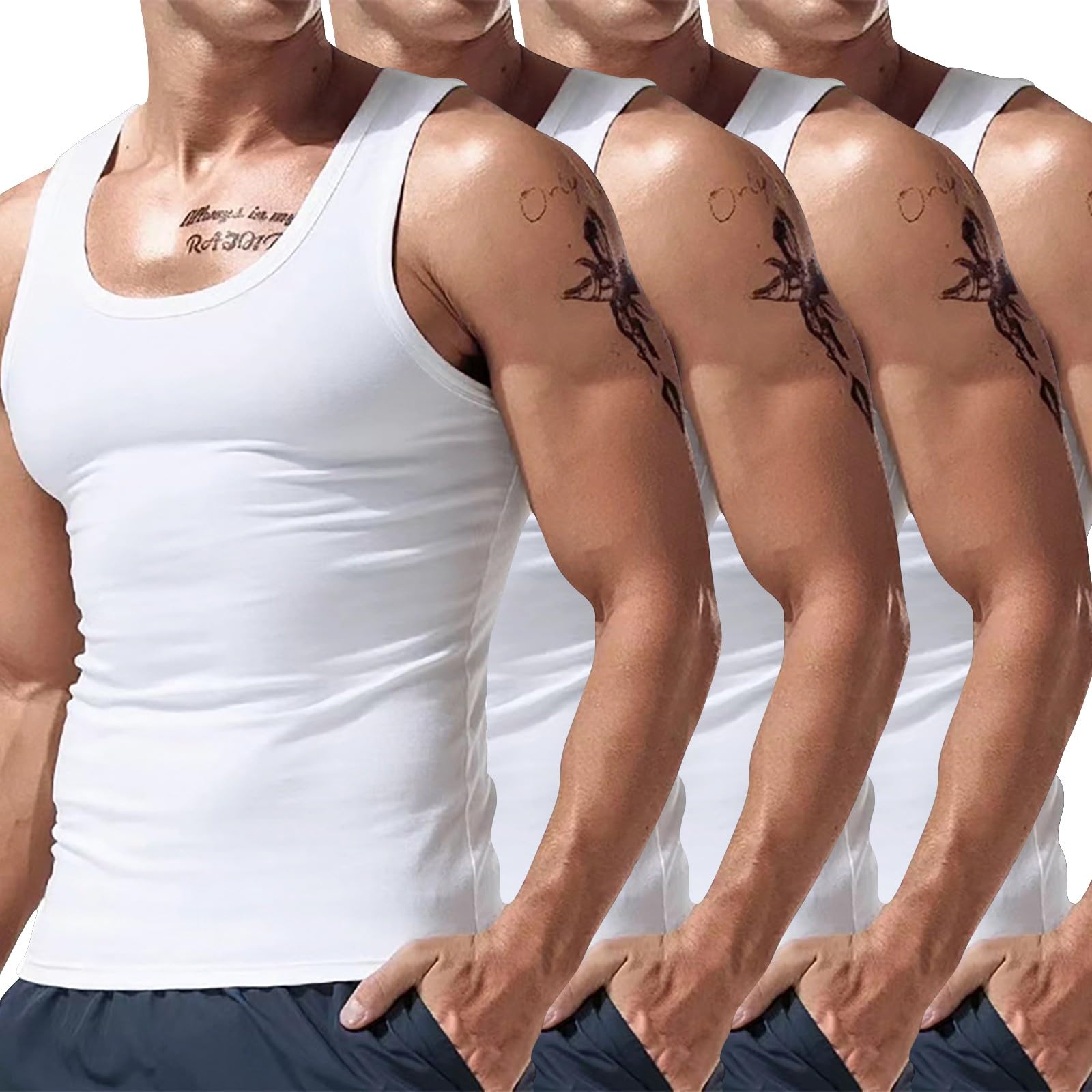 Confezione da 3 canottiere da uomo, canotta sportiva, maglietta estiva, senza maniche, in tinta unita, per il fitness, leggera, maglietta da palestra, per adolescenti, slim fit, casual