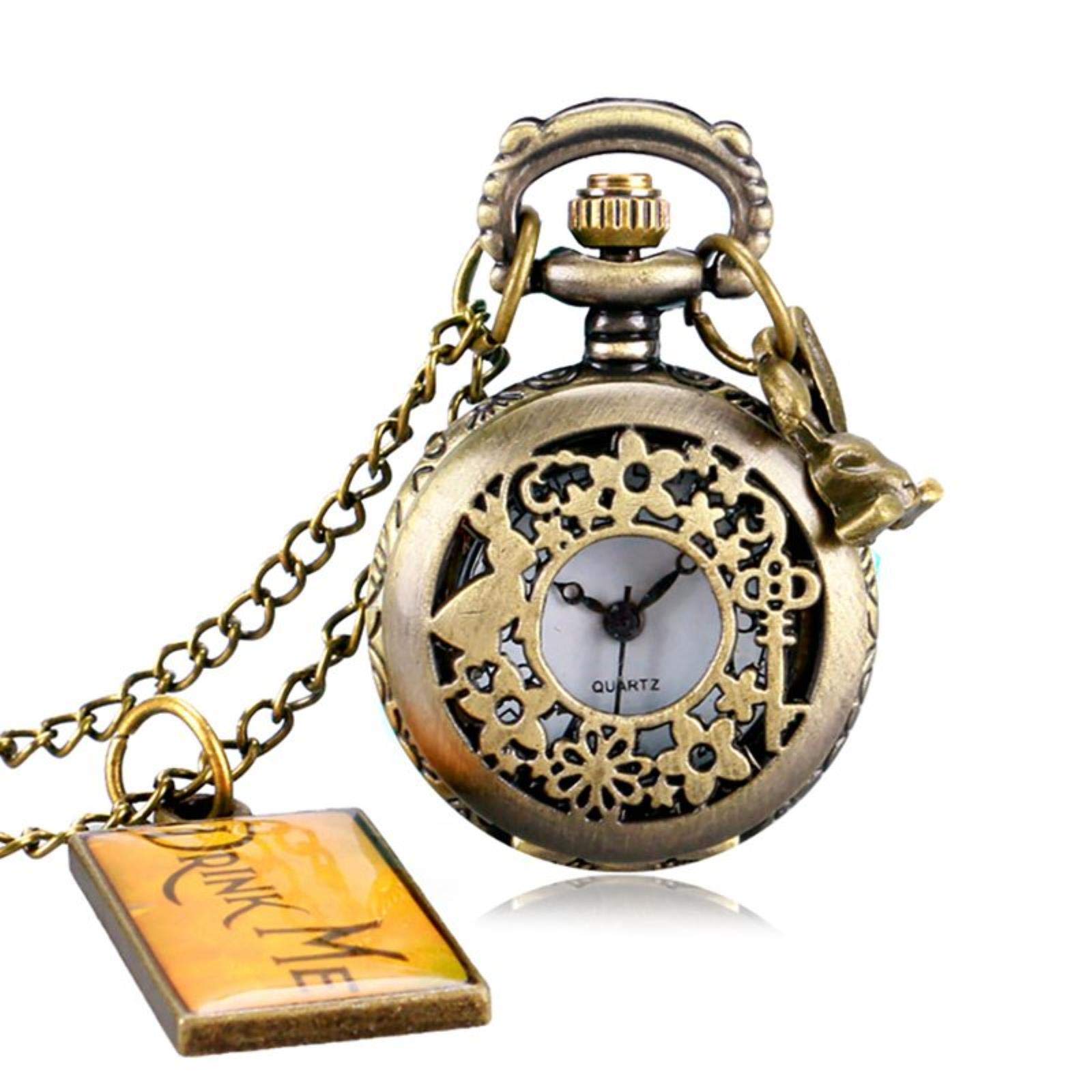 Montre De Poche Quartz Lapin Alice Au Pays Des Merveilles - Pendentif Rétro Élégant