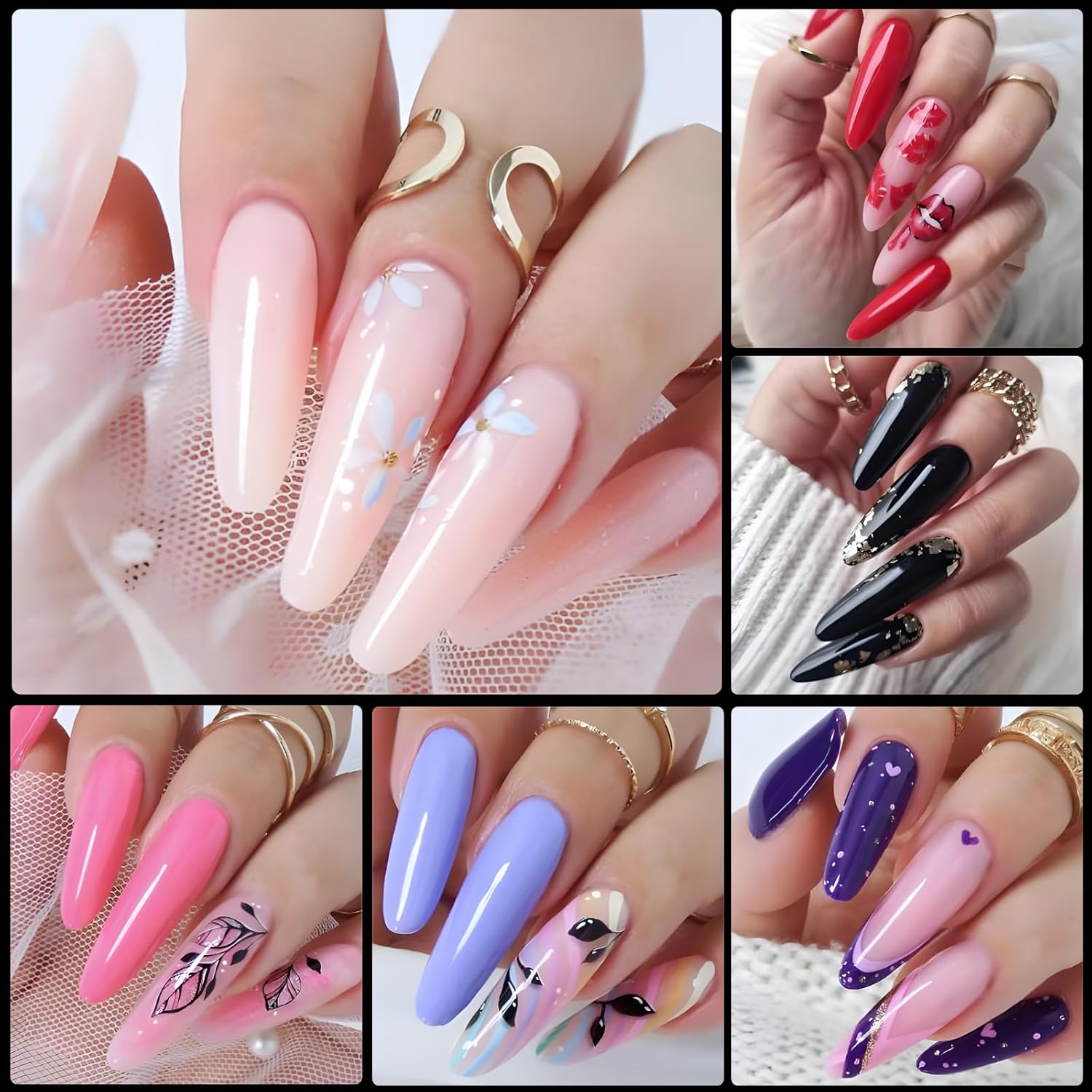 LoveOurHome 240pc XXL Almond Gel Nail Tips Extra Long Clear Oval Fake Nails 12 Sizes Full Cover Artificial False Nails Tips for Acrylic Nail Soft Gel Tips Extension Press on Nails Making