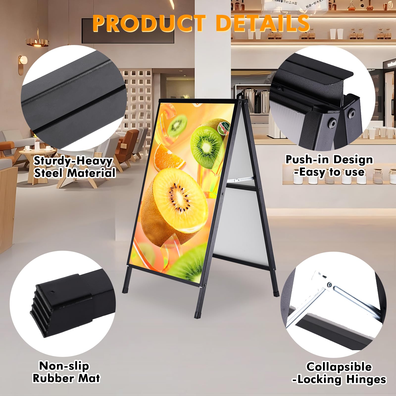 YUCHENGTECH Caballete Publicidad Exterior 60x90 cm Portacartel Doble Cara Soporte para Cartel Metálicos Panel Publicitario Resistente a La Intemperie para Bares Restaurantes Exposiciones Exteriores