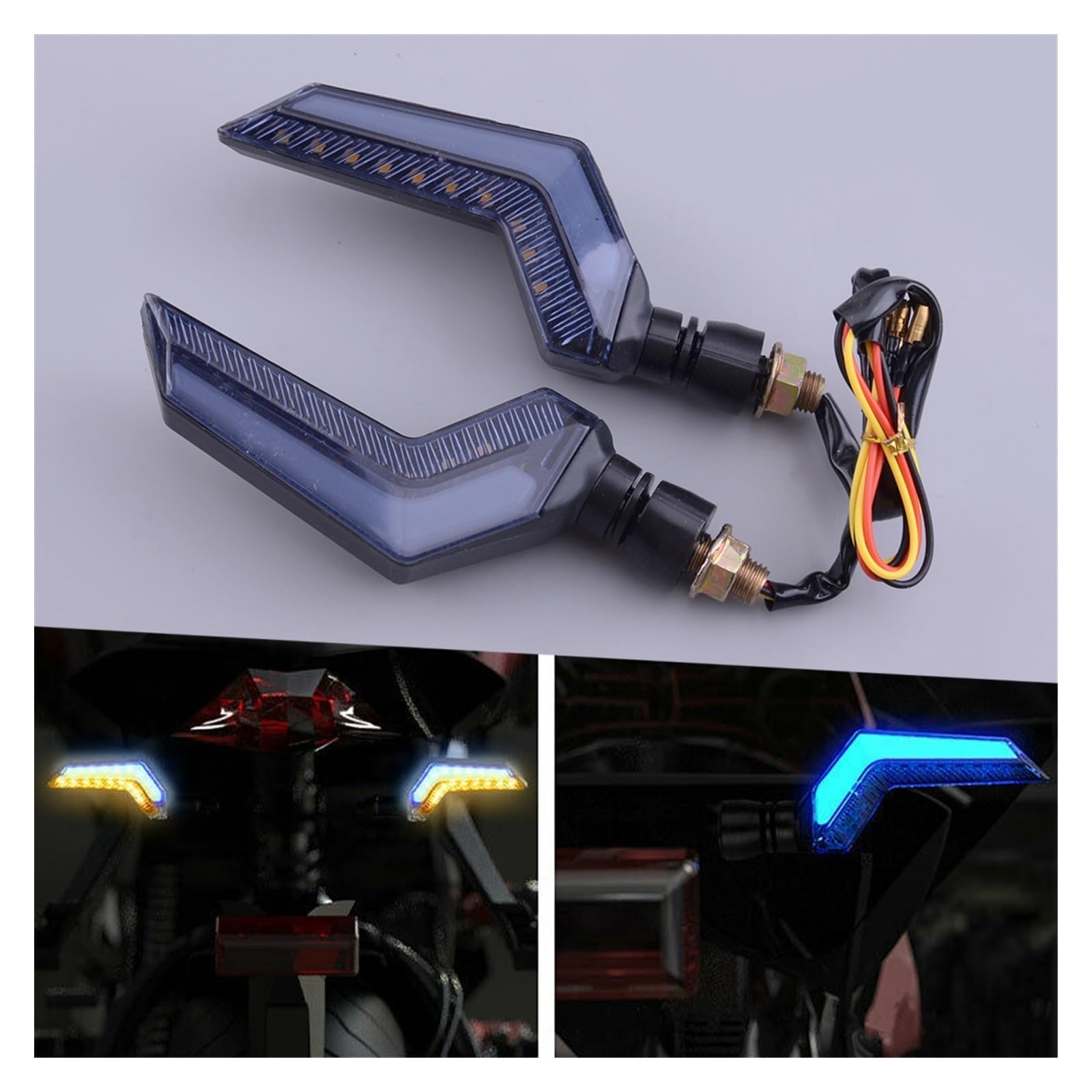 Luces intermitentes para motocicletas 12V 2 para Uds motocicleta intermitente LED para luces de señal ámbar azul DRL lámpara indicadora M10 3 cables