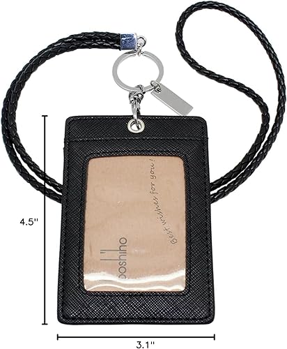 Vista 84 de Boshiho. Funda vertical, de piel, para tarjeta de identificación con cordón resistente., Bolso