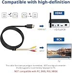 HDMI to RCA TV Cable HDMI Male to 3 RCA Female av Cable Video Audio Component Converter Adapter 1080P Cable for HDTV Black 5ft/1.5m