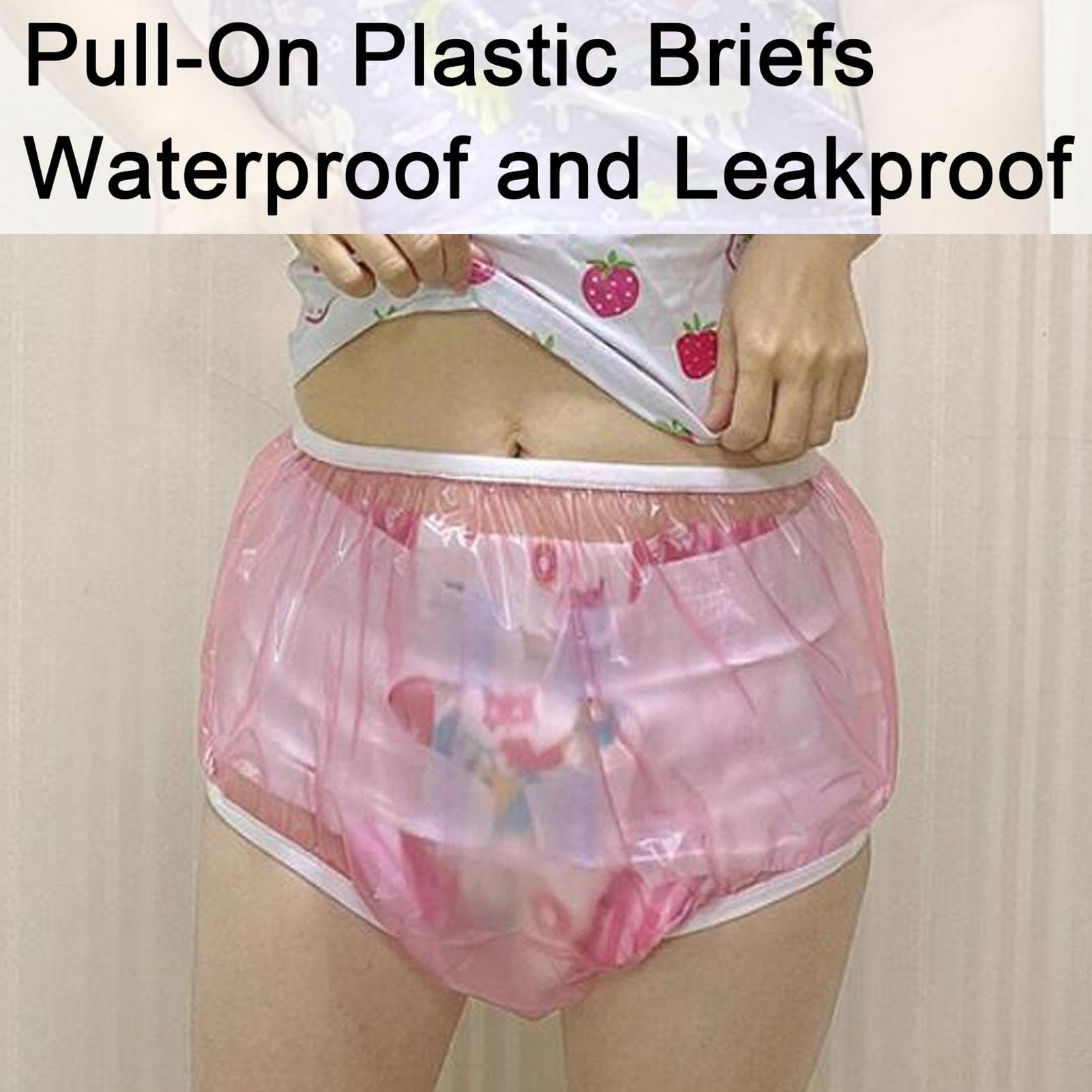 Cubrepañales para Adultos Incontinencia Ropa Interior Impermeable Antifugas Suave Pantalones Braga de Incontinencia de Plástico UnisexPink,M