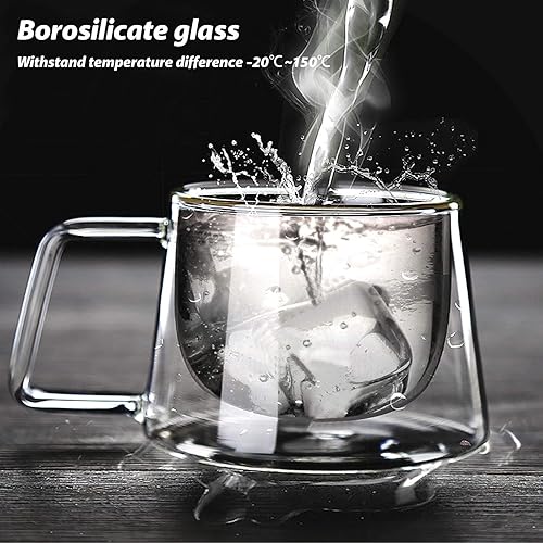 Miniatura 9 de Taza de café con aislamiento de doble pared de 8.1 onzas con asas, vasos térmicos duraderos para beber, tazas de leche, taza de café expreso, taza