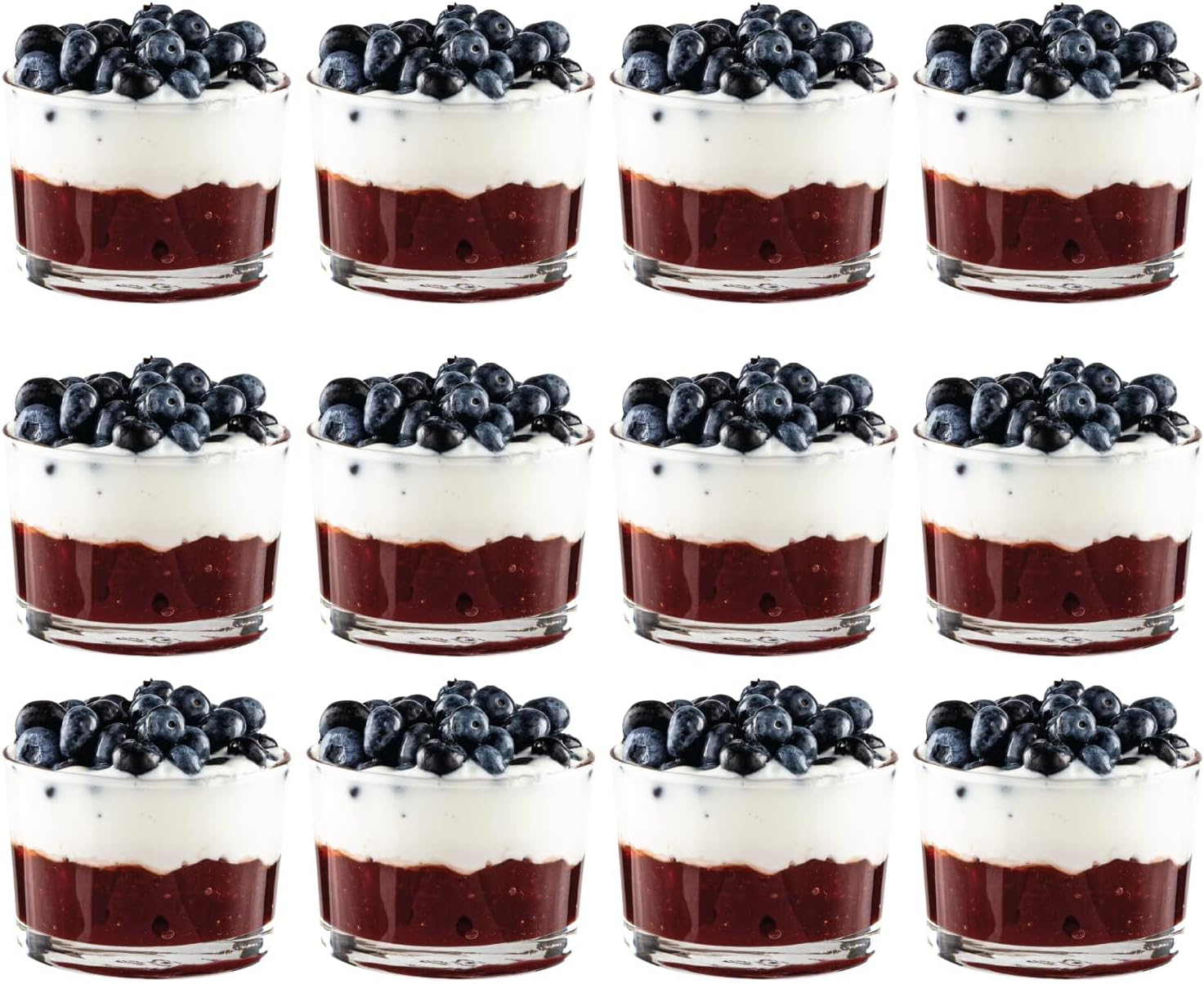 Vikko Small Glass Bowls, 7 Ounce Glass Dessert Cups, Set of 12 Dessert Bowls, Parfait Glasses, Stackable Bodega Glasses, Tasting Glasses, Custard Cups, Short Glasses - 3.2" x 2.2”