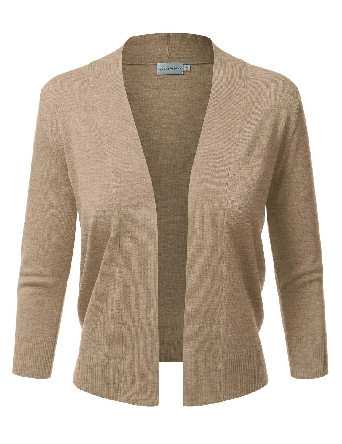 JJ PerfectionCasual Crop Open Front Knit Cardigan 3/4 Sleeve Cropped Cardigan Basic Sweater Jacket for Womens with Plus Size