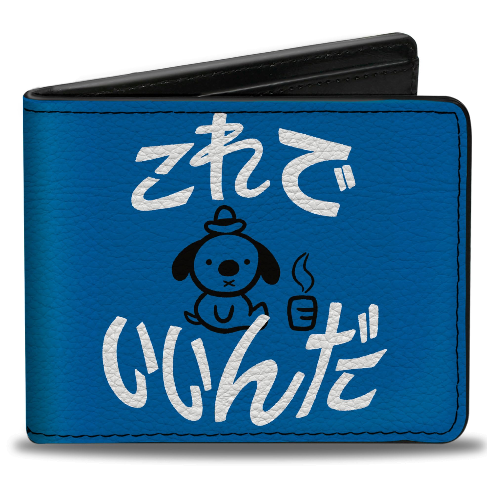 Buckle-Down KC Green Wallet, Bifold, This is Fine Japanese Question Hound Flame Blue Black White, Vegan Leather