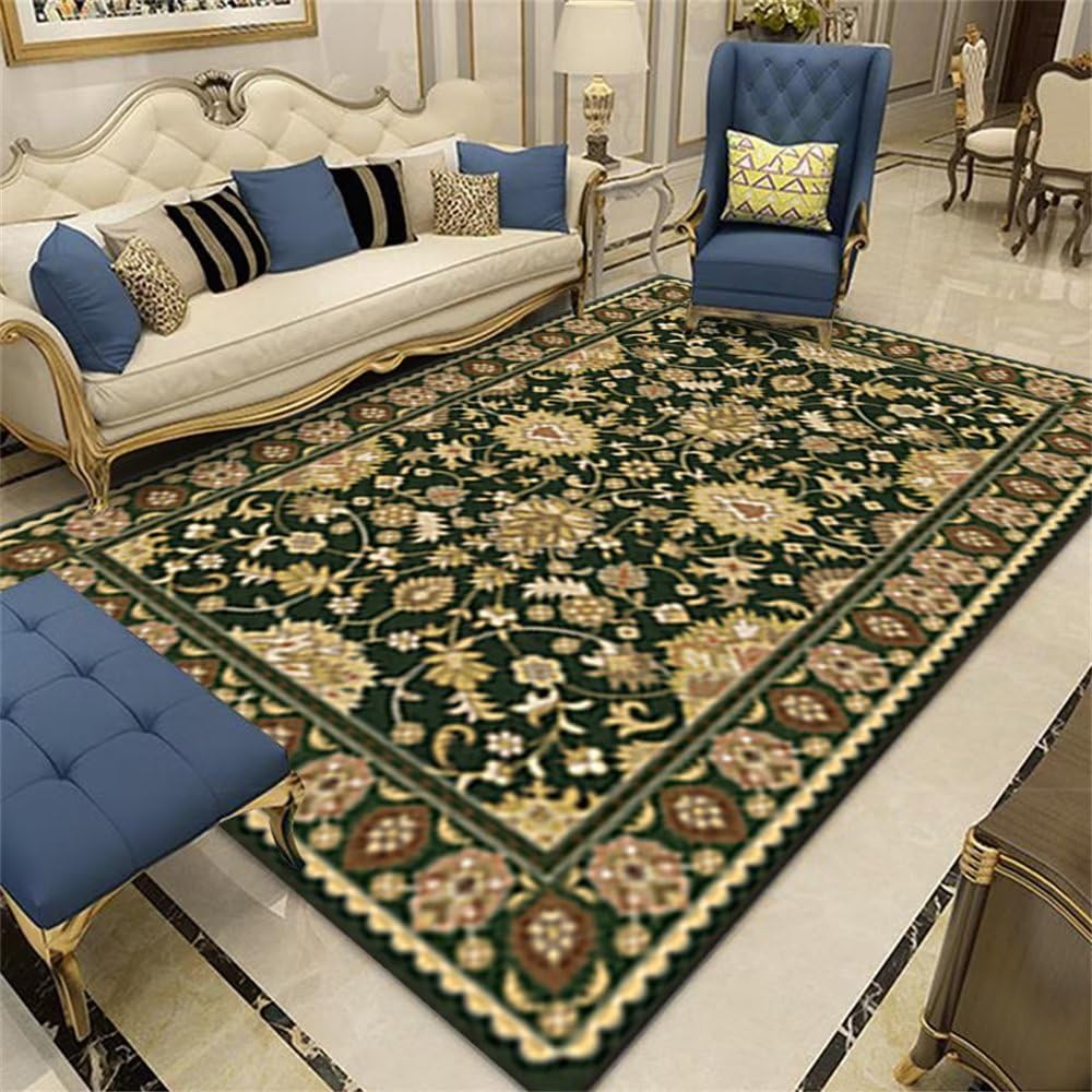 Tapis de Balcon Floral Vert 60x90cm pour Salon et Chambre Enfant
