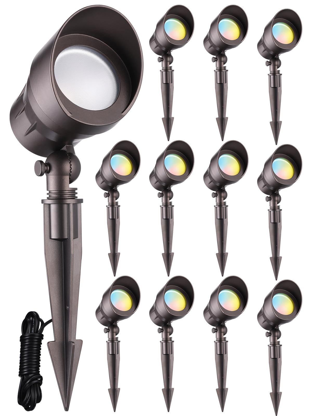 LEONLITE 12-Pack 5CCT Low Voltage LED Landscape Spotlight