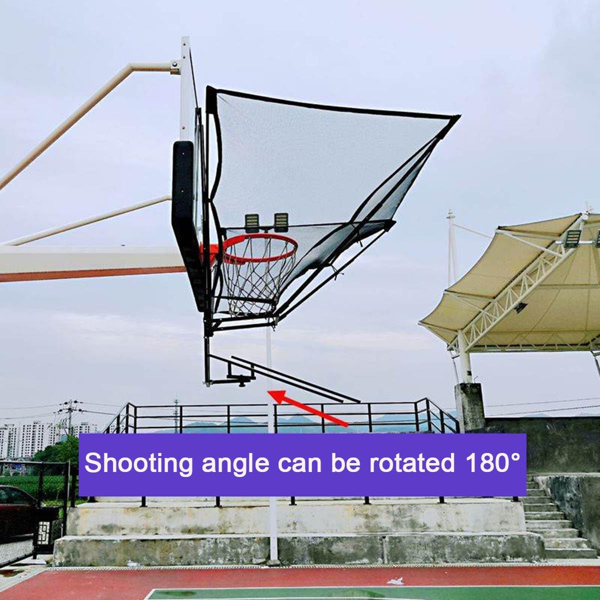 Basketball Return Net System, 180° Rotating, Portable Aluminum Alloy Frame, Automatic Ball Return