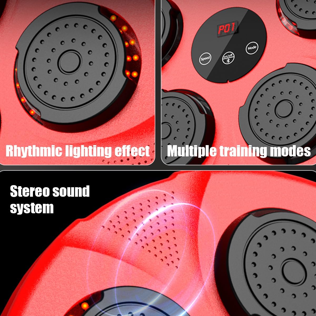 Macchina da boxe intelligente con effetto di illuminazione a LED, pad da boxe per musica elettronica, attrezzatura da allenamento portatile per bambini e adulti, esercizio fisico, sollievo dallo stre