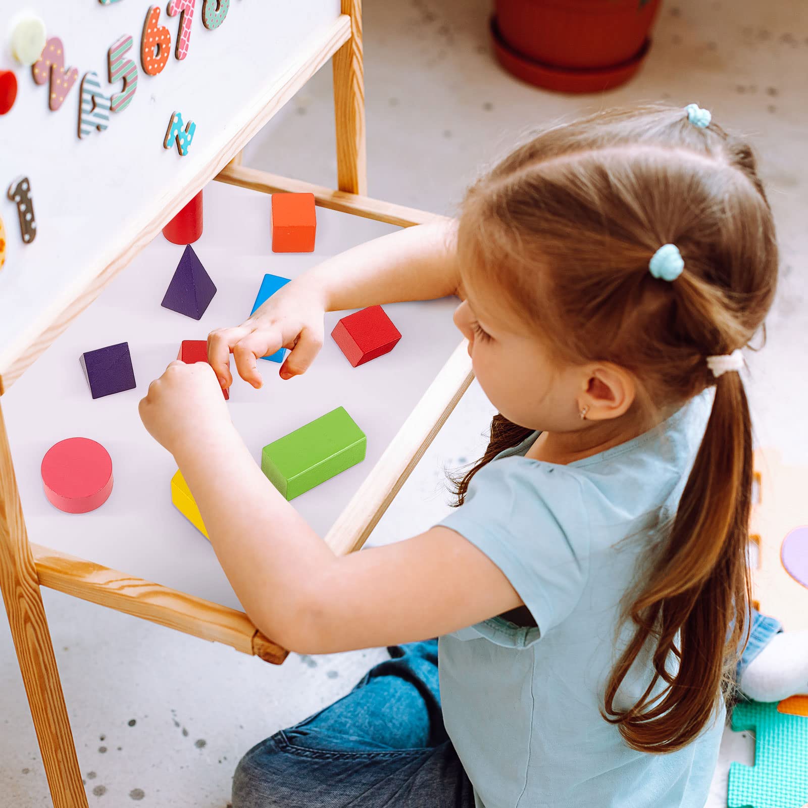 18 piezas grandes formas 3D para enseñar matemáticas manipulativos geométricos sólidos bloques de juguetes de aprendizaje Montessori Bloques sólidos para preescolar, primaria, jardín de 5