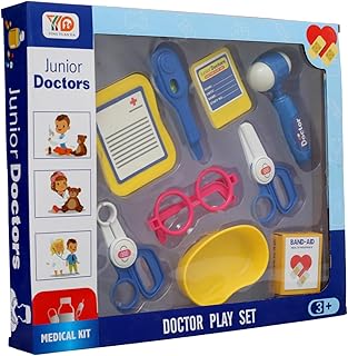 مجموعة ألعاب طبيب، مجموعة لعب طبية كاملة مع سماعة طبيب ومقياس حرارة وأدوات للأطفال، متعددة الألوان