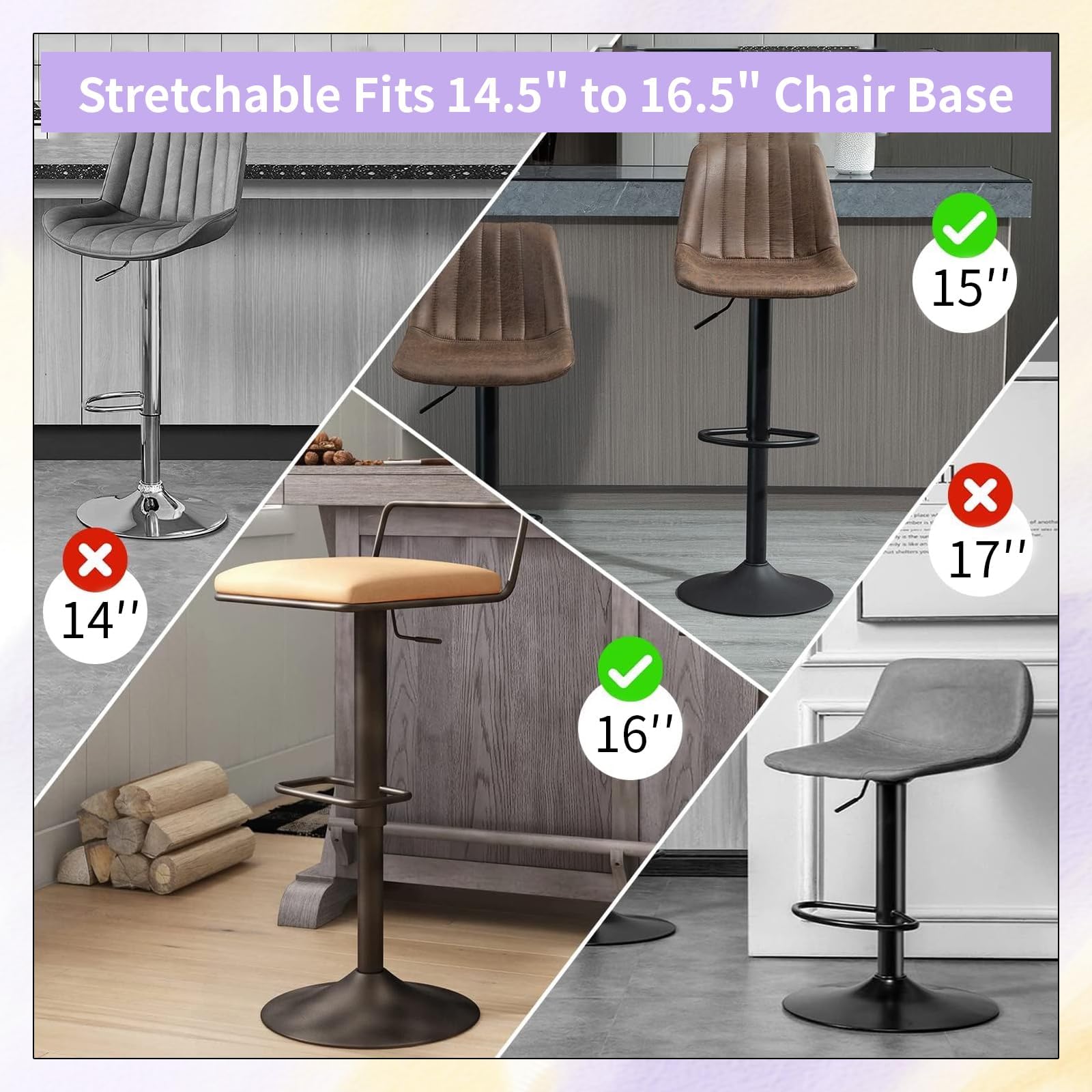 VZU 2 PCS Bar Stool Leg Protectors Ring for 14.5", 16.5" Chair Base - Image 4