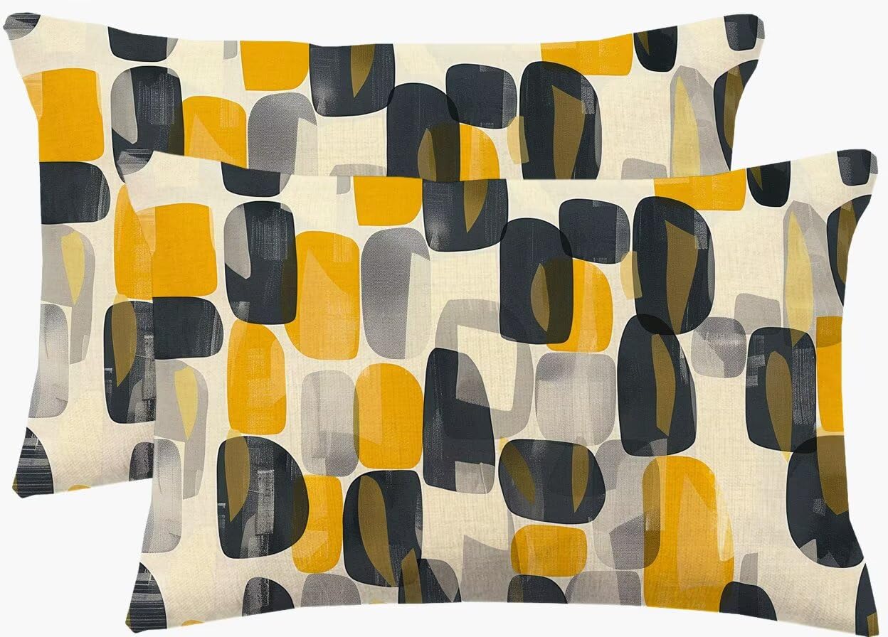 Żółte poduszki 60 x 80 cm boho poszewki na poduszki, duże poduszki dekoracyjne na sofę, 60 x 32 cale, zestaw 2 lnianych, oddychających, dwustronnych poszewek na poduszki do domu, domu, domu, pokoju