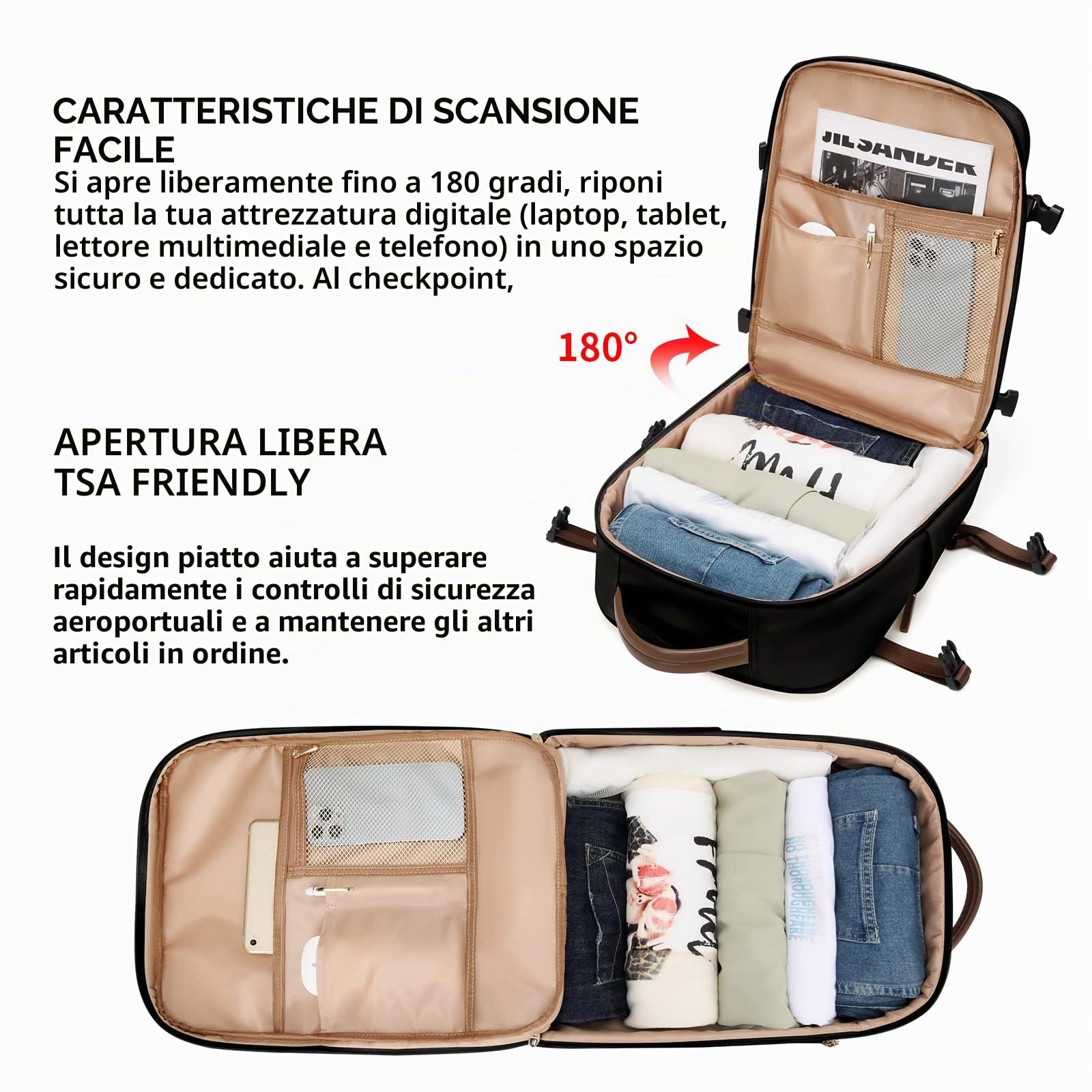 GOLF SUPAGS Zaino per Laptop con Scomparto per Laptop Separato Adatto a Notebook da 15,6 Pollici Borsa per Computer di Grande Capacità per Zaini da Lavoro e da Viaggio per Università da Donna (Nero)