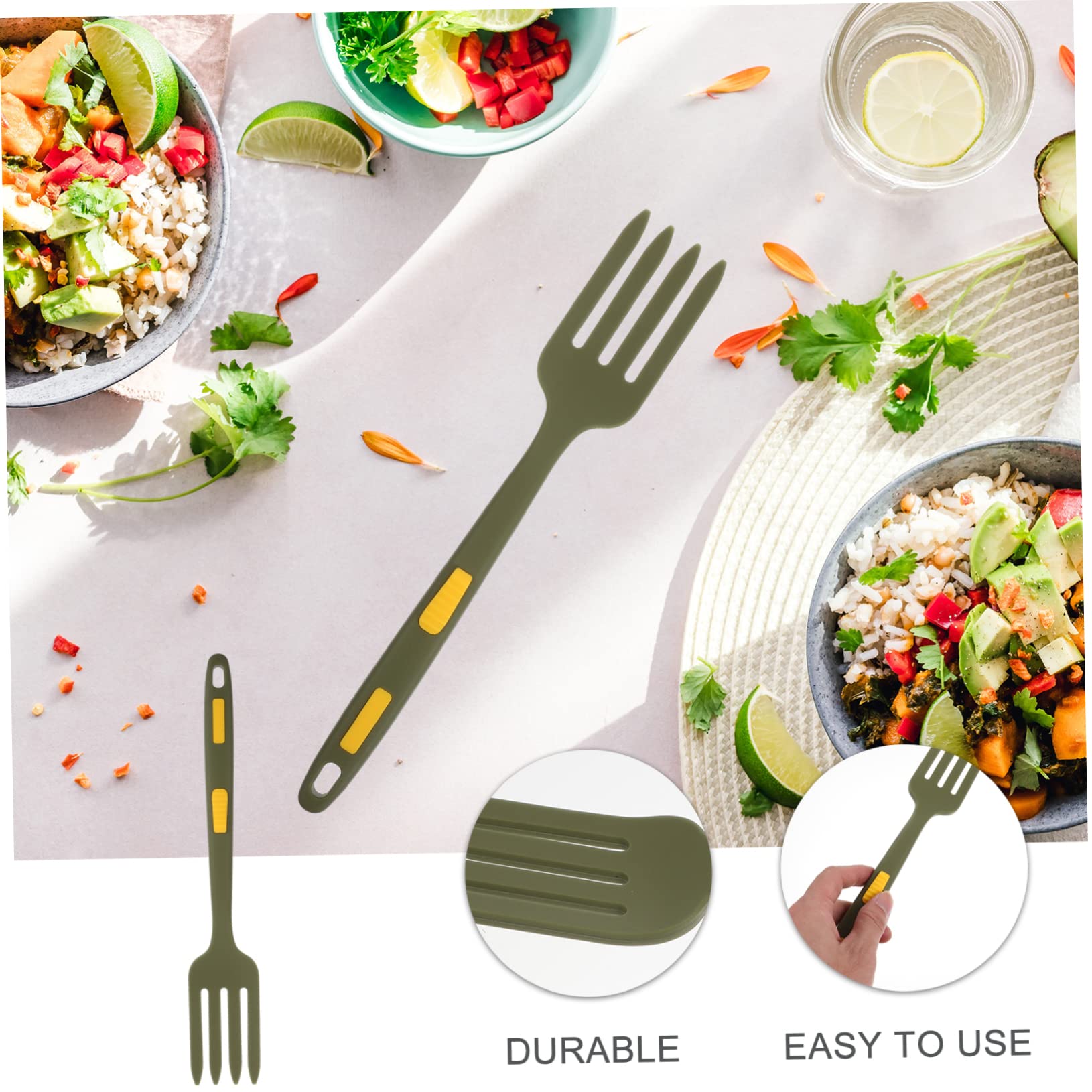 PRETYZOOM Silicone Spoon Tasting Forks Portable Salad Fork Blending Fork Whisking Fork Grill Fork Household Salad Fork Pasta Salad Coffee Accessories Spatula Beat Eggs
