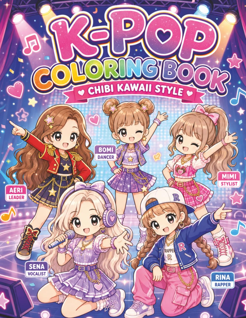 K-Pop Coloring Book Chibi Kawaii Style: Cute Chibi K-Pop Idols & Kawaii Coloring Book Story for Girls, Teens, Tweens & Adults | Jumbo 50+ Pages | Perfect Gift for Kpop Fans and Girls