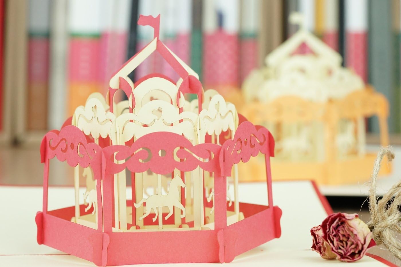 Carousel 3D Pop Up Card for Kids for all occasions, Birthday 3D Pop Up Card, Baby Shower Card, Thank You Card, Baby Congratulations Greeting Card (Color Vary)