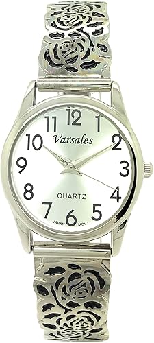 VERSALES Señoras Elegante Floral Flor Estiramiento Banda Elástica Moda Reloj Varsales